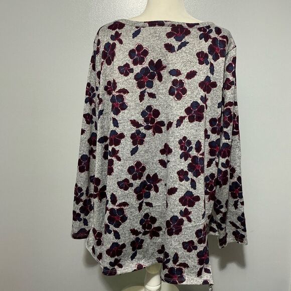 Lane Bryant Sweater Womens Gray Floral Print Long Sleeve  plus Size 22 - Picture 2 of 6